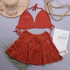 red crochet beach set